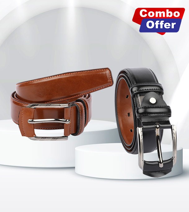 Long Lasting Artificial Leather Belt 2 Pcs Combo For Men